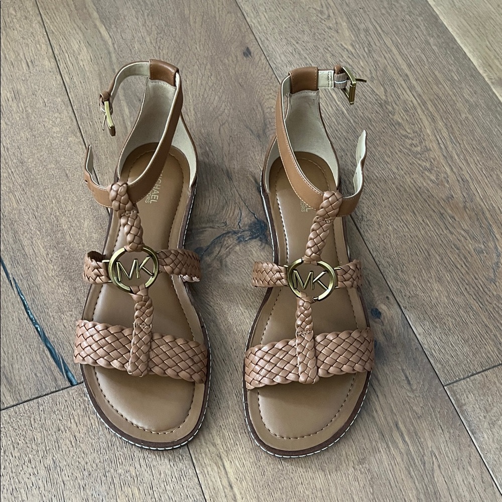 NEW Michael Kors Acorn Braided Leather Sandals